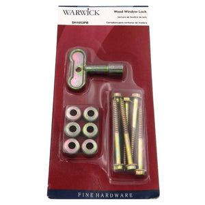 Set of 6 Warwick Wood Window Locks, Turn-key and Bolts, Polished Brass SH1053PB