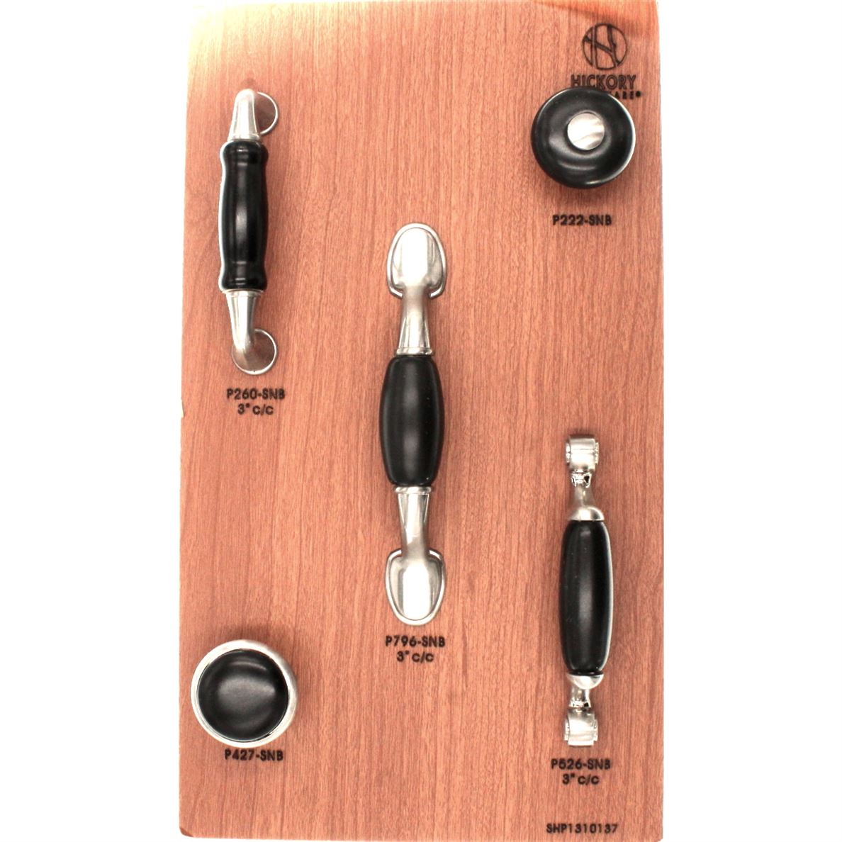 Hickory Hardware Satin Nickel Black Ceramic Center 3" Ctr. Cabinet Pull P796-SNB