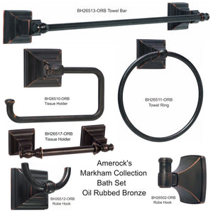 Amerock Markham 6-Piece Bath Accessory Set Oil-Rubbed Bronze Towel Bars Ring TP Holders Hooks 