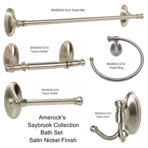 Amerock Saybrook 5-Piece Bath Accessory Set Satin Nickel Towel Bar Ring TP Holder Hook 