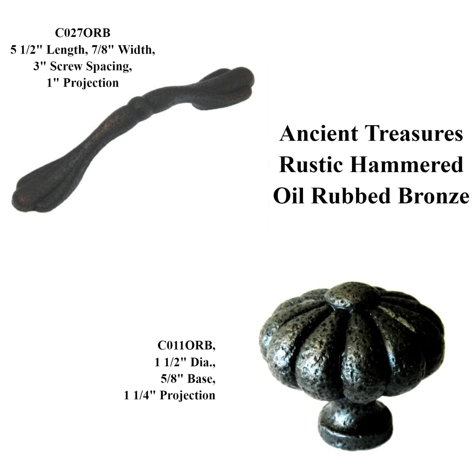 Paquete de 20 tesoros antiguos rústico martillado C027ORB bronce aceitado 3 "cc tirador de arco