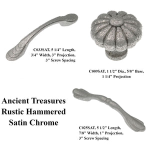 Ancient Treasures Rustic Hammered C033SAT Cromo satinado Tirador de arco de 3 "cc