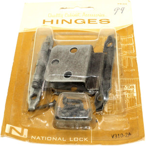 Pair National Lock Vintage Old Iron 3/8" Inset Cabinet Hinges V310-2A