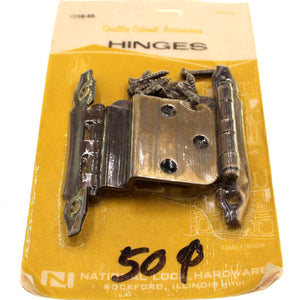 Pair National Lock Vintage Antique English 3/8" Inset Cabinet Hinges V310-4A