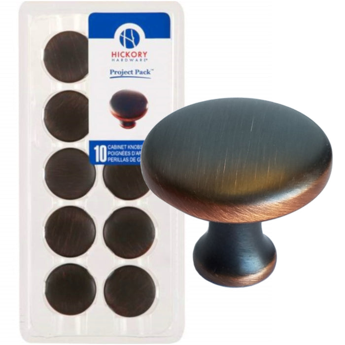 Hickory Hardware Conquest Oil-Rubbed Bronze 1 1/8" Cabinet Knob P14255-OBH, 10 Pack