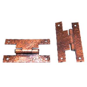 Pair Stanley Square Hammered Antique Copper 3/8" Offset "H" Hinges W857-3-8-D3